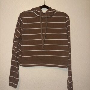 Striped Brown Hoodie Top Sweater